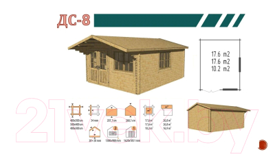Дачный дом ДомБелКом ДС-8 4.0x5.0