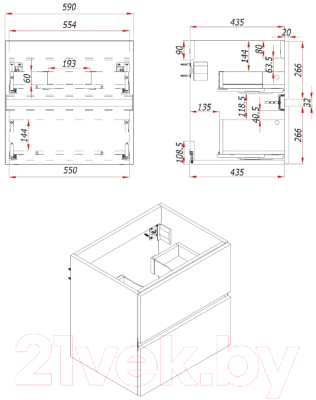 Тумба с умывальником ЗОВ Лира 60 / L60MW0MWGVA-OL60