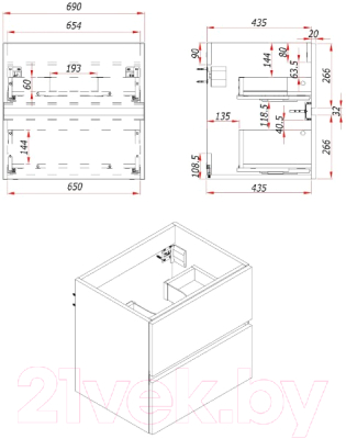 Тумба под умывальник ЗОВ Лира 70 / L70MW0MWGVA-KP13W