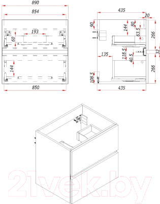 Тумба под умывальник ЗОВ Лира 90 / L90MWFMLGVG-KP13W