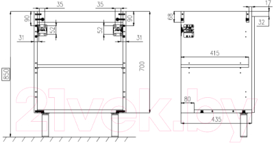Тумба под умывальник ЗОВ Монови 80 / M80LA0LAS-LDSPA