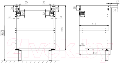 Тумба под умывальник ЗОВ Монови 80 / M80LG0LGS-HPL38T