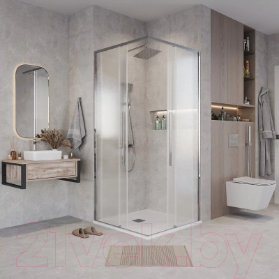 Душевой уголок Grossman Galaxy 80x80x195 / 300.K33.01.8080.10.02 (хром/шиншилла стекло)