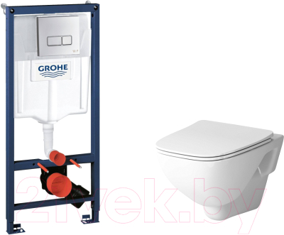 Унитаз подвесной с инсталляцией AM.PM X-Joy C851701SC + Grohe Rapid SL 38772001 + Marberg 410 SE CR - фото