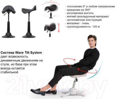Табурет офисный Chair Meister Saddle (пластик черный/ткань черный)