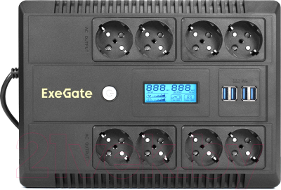 ИБП ExeGate NEO Smart LHB-800.LCD.AVR.8SH.CH.USB (EX293857RUS) - фото