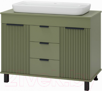 Тумба под умывальник Brevita Enfida 100 / ENF-06100-0843Я (зеленый матовый) - фото