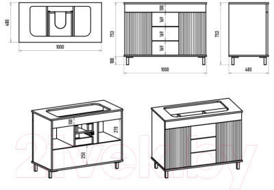 Тумба под умывальник Brevita Enfida 100 / ENF-06100-0843Я (зеленый матовый)