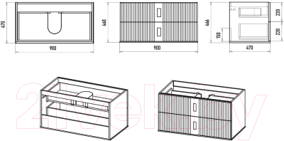 Тумба под умывальник Brevita SEV-09090-0102Я