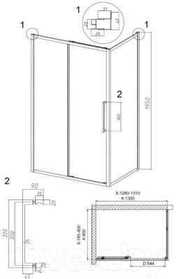 Душевой уголок Grossman Cosmo 130x80x195 / 120.K33.02.1380.10.02