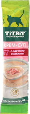 Лакомство для кошек TiTBiT Крем-суп для кошек с кусочками телятины / 14646 - фото