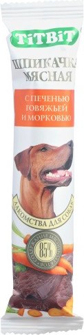 Лакомство для собак TiTBiT Шпикачка с печенью говяжьей и морковью St. / 311483 - фото