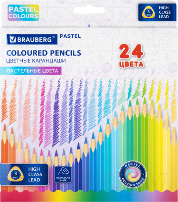 Набор цветных карандашей Brauberg Pastel / 181851 - фото