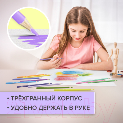 Набор цветных карандашей Brauberg Pastel / 181851