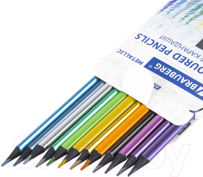 Набор цветных карандашей Brauberg Metallic / 181853