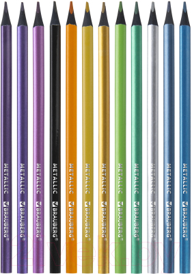 Набор цветных карандашей Brauberg Metallic / 181853