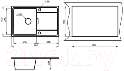 Мойка кухонная GRANULA GR-7804 (шварц)