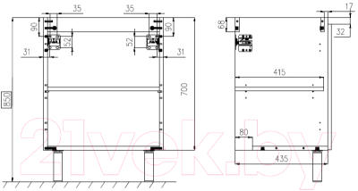 Тумба под умывальник ЗОВ Монови 60 / M60LG0LGS-LDSPG