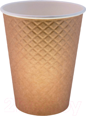 Набор бумажных стаканов Gecko Двухслойный Вафля 350мл - фото