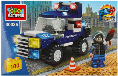 Конструктор Город мастеров Полицейский джип с человечком / 30035-PZ - фото