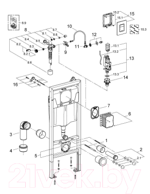 Унитаз подвесной с инсталляцией Damixa Elder DX17c1700SC + GROHE Rapid SL 38772001