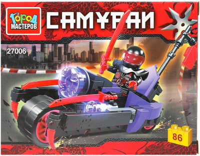 Конструктор Город мастеров Самурай на мотоцикле / 27006-CY - фото