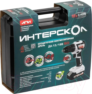 Аккумуляторная дрель-шуруповерт Интерскол ДАУ-13/18В (802.2.2.70)