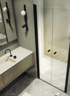 Душевая дверь MaybahGlass 198x89 / MGD-423-6 (прозрачное стекло/черный)