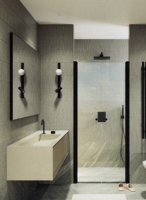 Душевая дверь MaybahGlass 198x99 / MGD-424-6 (прозрачное стекло/черный)