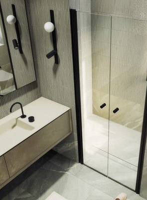 Душевая дверь MaybahGlass 198x99 / MGD-424-6 (прозрачное стекло/черный)