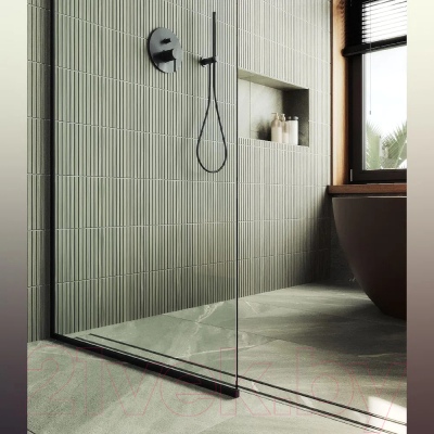 Душевая стенка MaybahGlass 195x109 / MGD-677-6у (прозрачное стекло/черный)