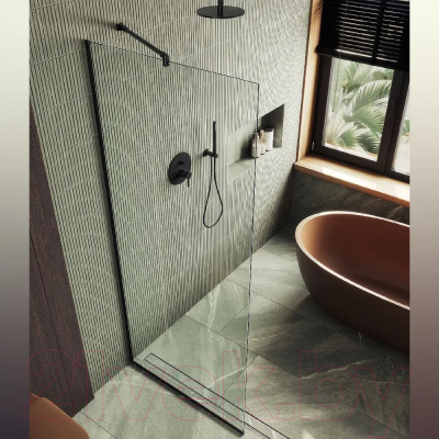 Душевая стенка MaybahGlass 195x79 / MGD-695-6у (прозрачное стекло/черный)