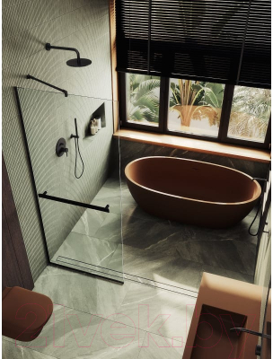 Душевая стенка MaybahGlass 195x109 / MGD-708-6у (прозрачное стекло/черный)