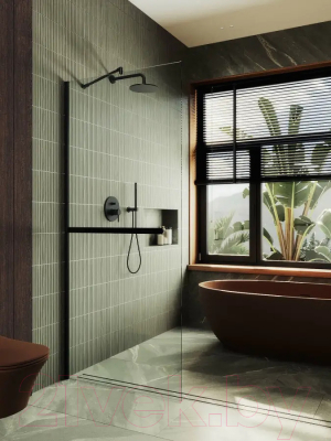 Душевая стенка MaybahGlass 195x119/ MGD-714-6у (прозрачное стекло/черный)