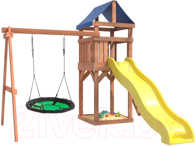 Игровой комплекс National Tree Company Классик с зелеными качелями гнездо Свиби IgroWoods / ДКП-4 - фото