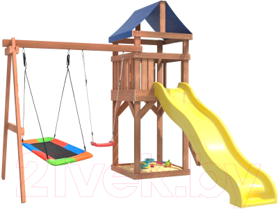 Игровой комплекс National Tree Company Классик с кач. лодочка и прямоуг. гнездом Лодка IgroWoods /ДКП-9 - фото