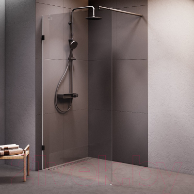 Душевая стенка AM.PM X-Joy 110x195 / W94WI-110-F1-BTE (черный/прозрачное стекло)