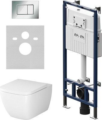 Унитаз подвесной с инсталляцией AM.PM Gem FlashClean IS100251.901701 - фото