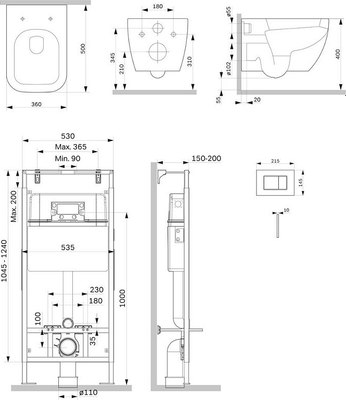 Унитаз подвесной с инсталляцией AM.PM Gem FlashClean IS100251.901701
