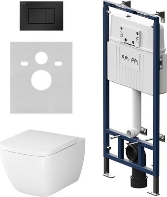 Унитаз подвесной с инсталляцией AM.PM Gem FlashClean IS100238.901701 - фото