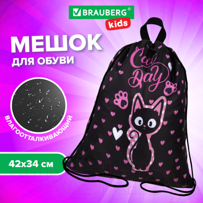 Мешок для обуви Brauberg Kids. Amazed cat / 271629