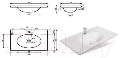 Умывальник Эстет Vegas 80 Silk без перелива