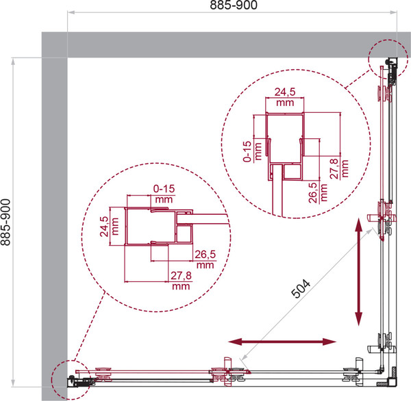 Душевой уголок BelBagno LUCE-A-2-90-P-Cr