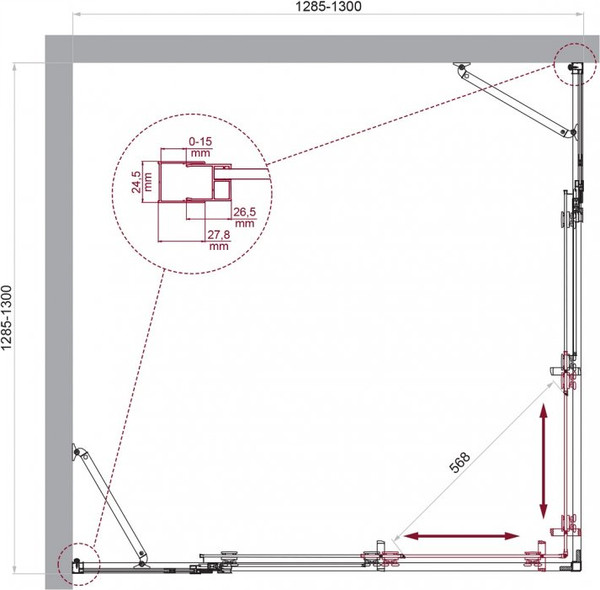 Душевой уголок BelBagno LUCE-A-22-100+30-C-Cr
