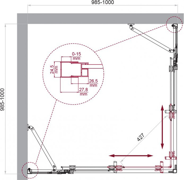 Душевой уголок BelBagno LUCE-A-22-80+20-C-Cr