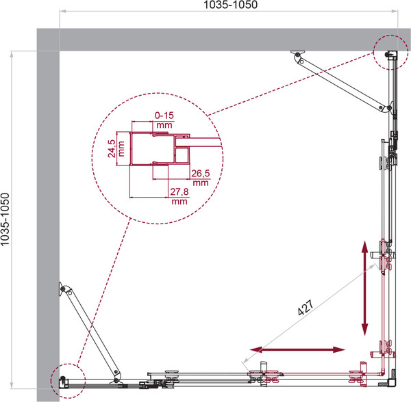 Душевой уголок BelBagno LUCE-A-22-80+25-C-Cr