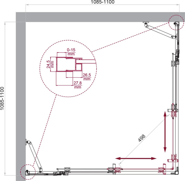 Душевой уголок BelBagno LUCE-A-22-90+20-C-Cr