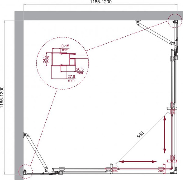 Душевой уголок BelBagno LUCE-A-22-90+30-C-Cr