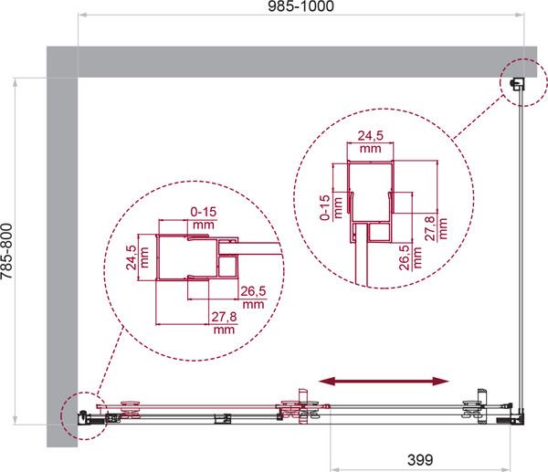Душевой уголок BelBagno LUCE-AH-1-100/80-C-Cr