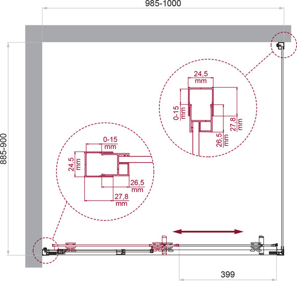 Душевой уголок BelBagno LUCE-AH-1-100/90-C-Cr